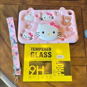 Pink Cute Cat Kids Phone Case with Matching Lanyard